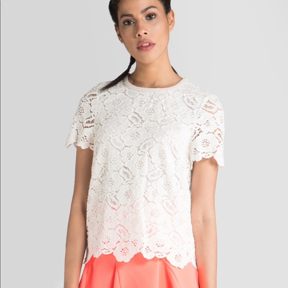 Rachel Zoe White Lace / Floral Top Size 2